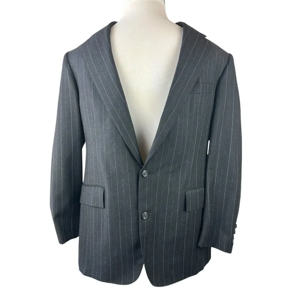 Polo Ralph Lauren Wool Cashmere Pinstriped Blazer Suit Jacket Size 40 H14378 - Picture 15 of 16